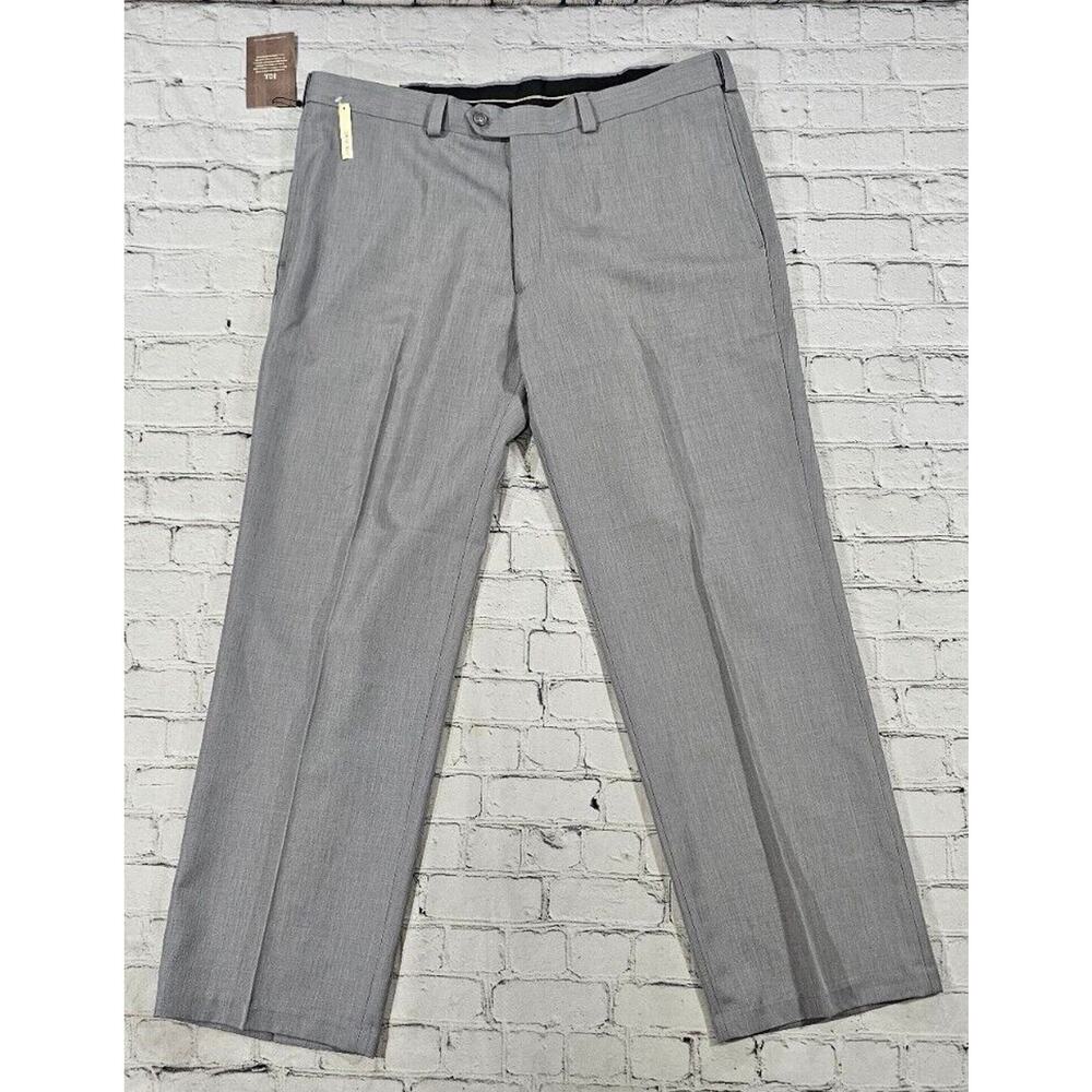 Haggar Eclo Gray Stria Comfort Waist PlainFront Dress Pants MENS SIZE 40X30